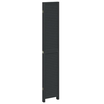 Room Divider 4 Panels Black Solid Wood Paulownia