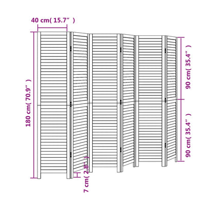 Room Divider 6 Panels Black Solid Wood Paulownia