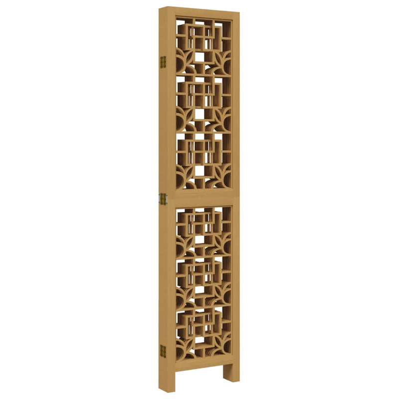 Room Divider 6 Panels Brown Solid Wood Paulownia