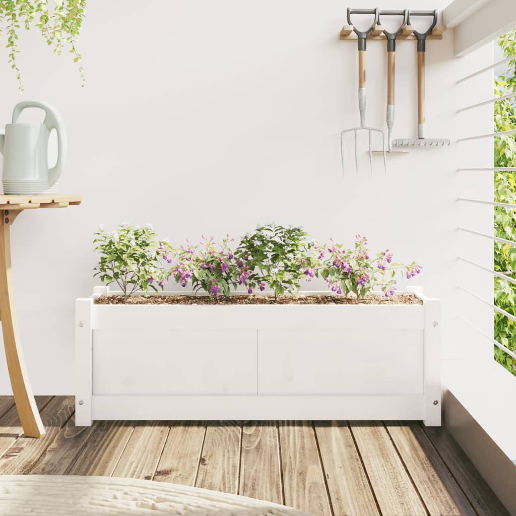 vidaXL Garden Planter White 90x31x31 cm Solid Wood Pine 3