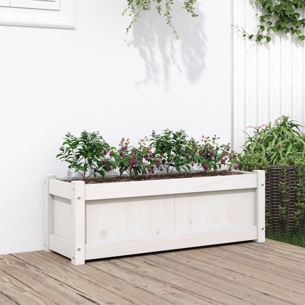 vidaXL Garden Planter White 90x31x31 cm Solid Wood Pine 1