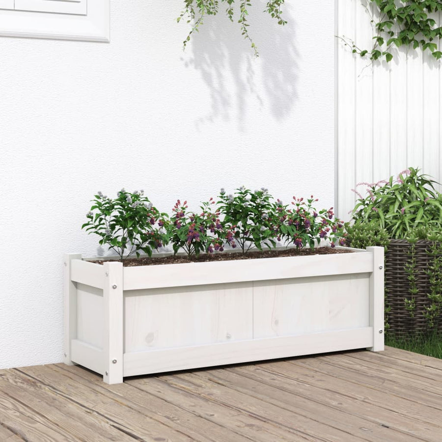 vidaXL Garden Planter White 90x31x31 cm Solid Wood Pine 1