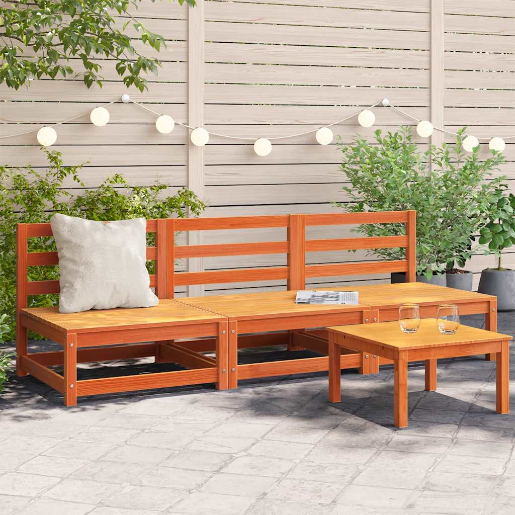 vidaXL Garden Sofas Armless 3 pcs Wax Brown 70x70x67cm Solid Wood Pine 1