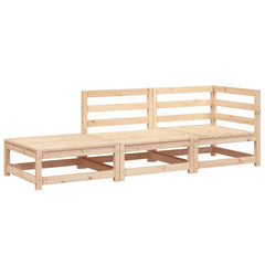 Garden Sofa with Footstool 2-Seater Solid Wood Pine Corner + Chair + Footrest Natural pine