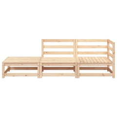 Garden Sofa with Footstool 2-Seater Solid Wood Pine Corner + Chair + Footrest Natural pine