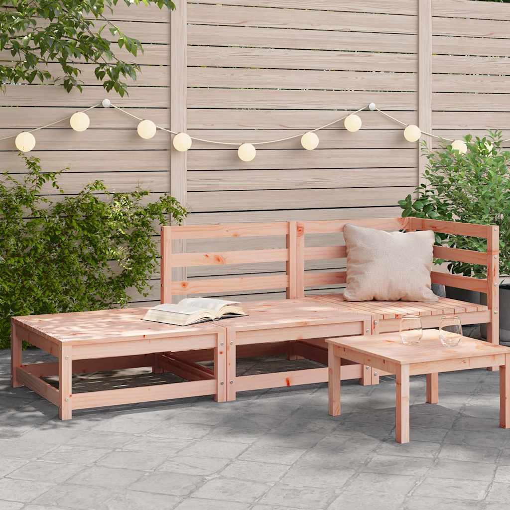 Garden Sofa with Footstool 2-Seater Solid Wood Pine Corner + Chair + Footrest Natural douglas