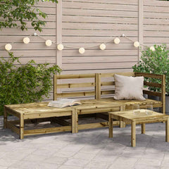 Garden Sofa with Footstool 2-Seater Solid Wood Pine Corner + Chair + Footrest Natural impregnated