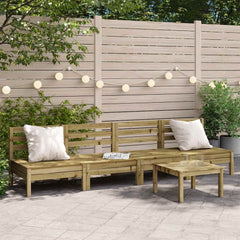 Corner Sofa Treated Pine Wood 4 pcs Natural impregnated