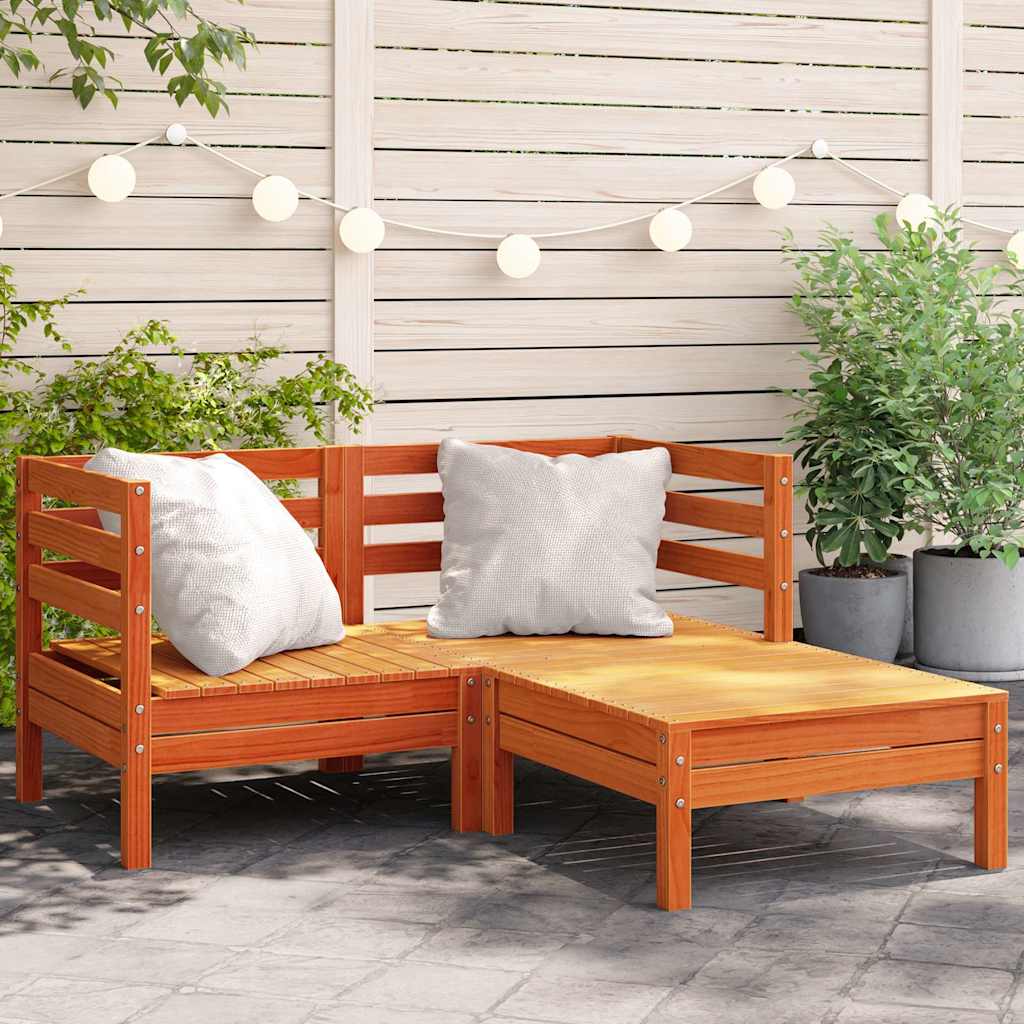 Solid pine wood Medium Wax Brown 2x corner + footrest