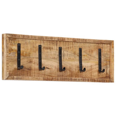 vidaXL Wall-mounted Coat Rack with 5 Hooks Solid Wood Mango 1