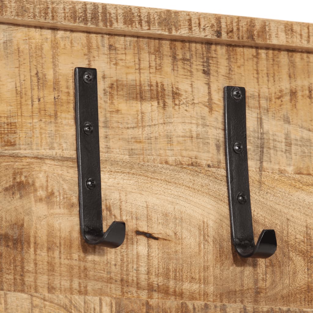 vidaXL Wall-mounted Coat Rack with 5 Hooks Solid Wood Mango 5