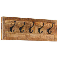 vidaXL Wall-mounted Coat Rack with 5 Hooks Solid Wood Mango 1