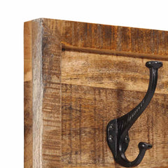 vidaXL Wall-mounted Coat Rack with 5 Hooks Solid Wood Mango 4