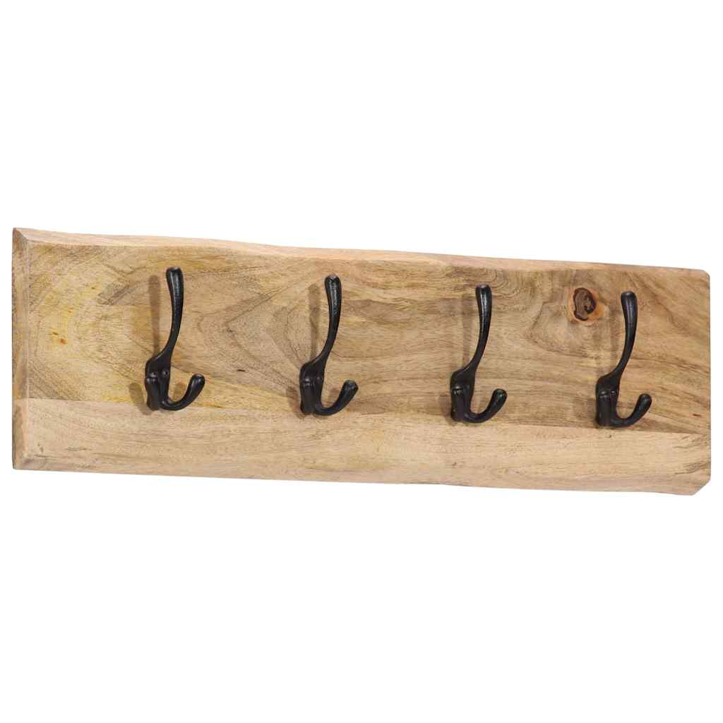 vidaXL Wall-mounted Coat Rack with 4 Hooks Solid Wood Mango 1