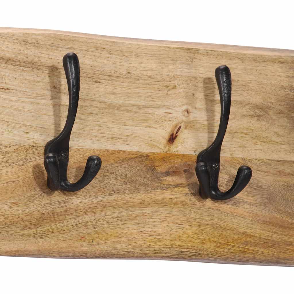 vidaXL Wall-mounted Coat Rack with 4 Hooks Solid Wood Mango 5