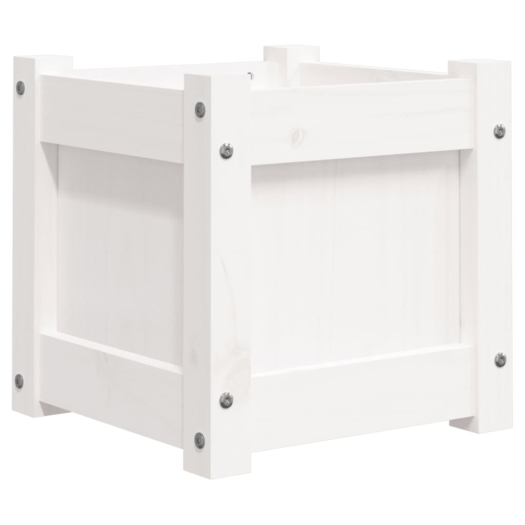 vidaXL Garden Planters 2 pcs White Solid Wood Pine 5