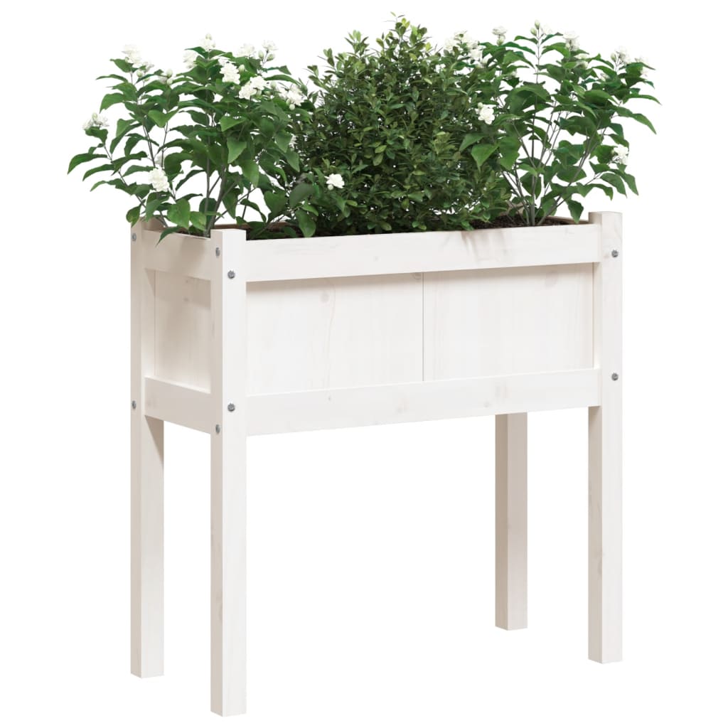 vidaXL Garden Planter with Legs White 70x31x70 cm Solid Wood Pine 4
