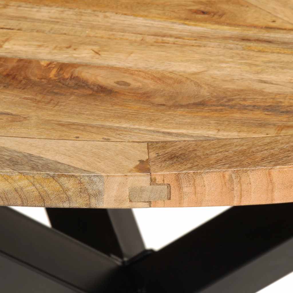 vidaXL Dining Table Ø110x75 cm Solid Wood Rough Mango 5