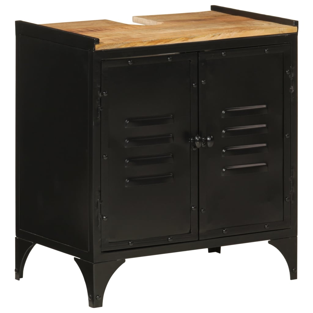 vidaXL Bathroom Sink Cabinet 55x35x60 cm Iron and Solid Wood Mango 1