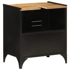 vidaXL Bathroom Sink Cabinet 55x35x60 cm Iron and Solid Wood Mango 4