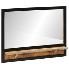 vidaXL Mirror with Shelf 80x8x55 cm Glass and Solid Wood Mango 1