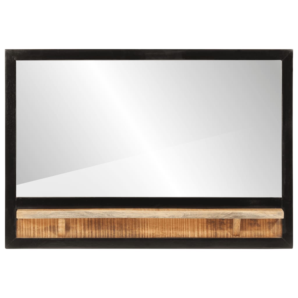 vidaXL Mirror with Shelf 80x8x55 cm Glass and Solid Wood Mango 2