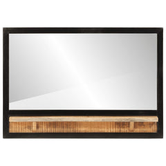 vidaXL Mirror with Shelf 80x8x55 cm Glass and Solid Wood Mango 2