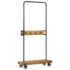 vidaXL Clothes Rack with Wheels 90x35x190 cm Solid Wood Mango and Iron 1