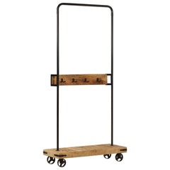 vidaXL Clothes Rack with Wheels 90x35x190 cm Solid Wood Mango and Iron 3