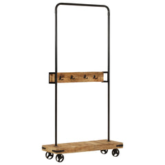 vidaXL Clothes Rack with Wheels 90x35x190 cm Solid Wood Mango and Iron 4