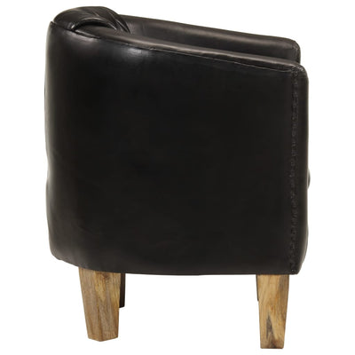 Tub Chair Black Real Leather