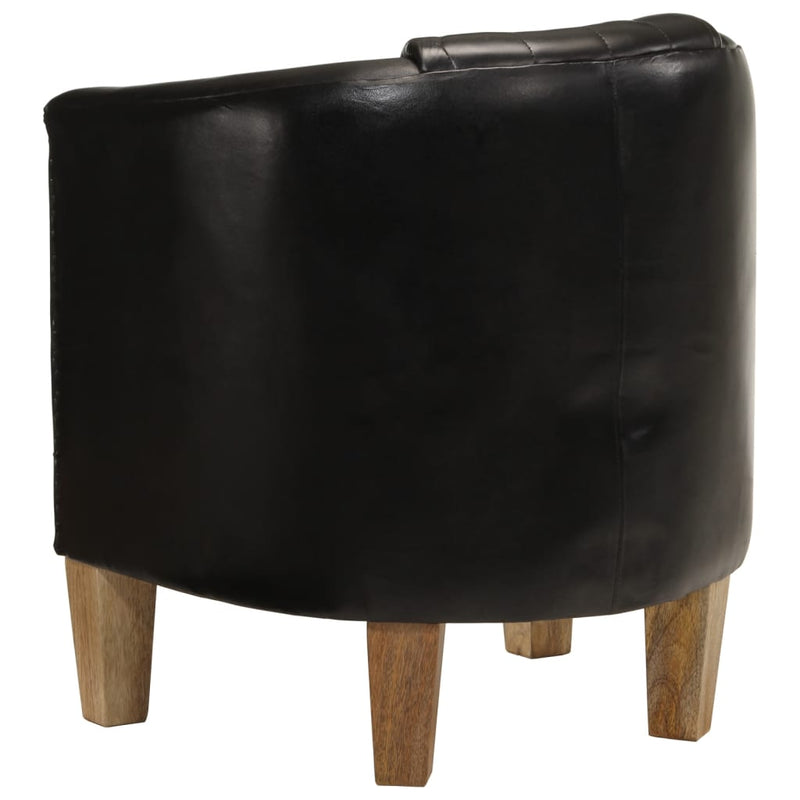 Tub Chair Black Real Leather