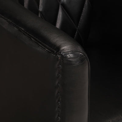 Tub Chair Black Real Leather