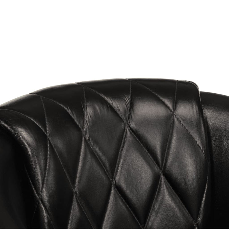 Tub Chair Black Real Leather