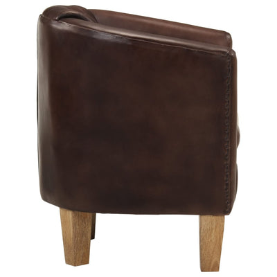 Tub Chair Light Brown Real Leather