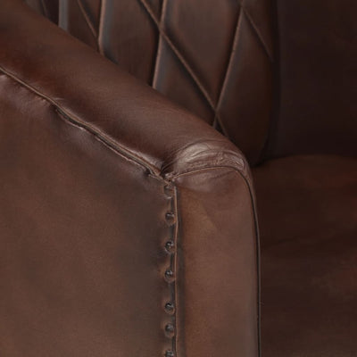 Tub Chair Light Brown Real Leather