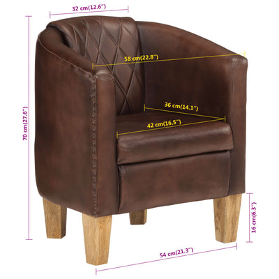 Tub Chair Light Brown Real Leather