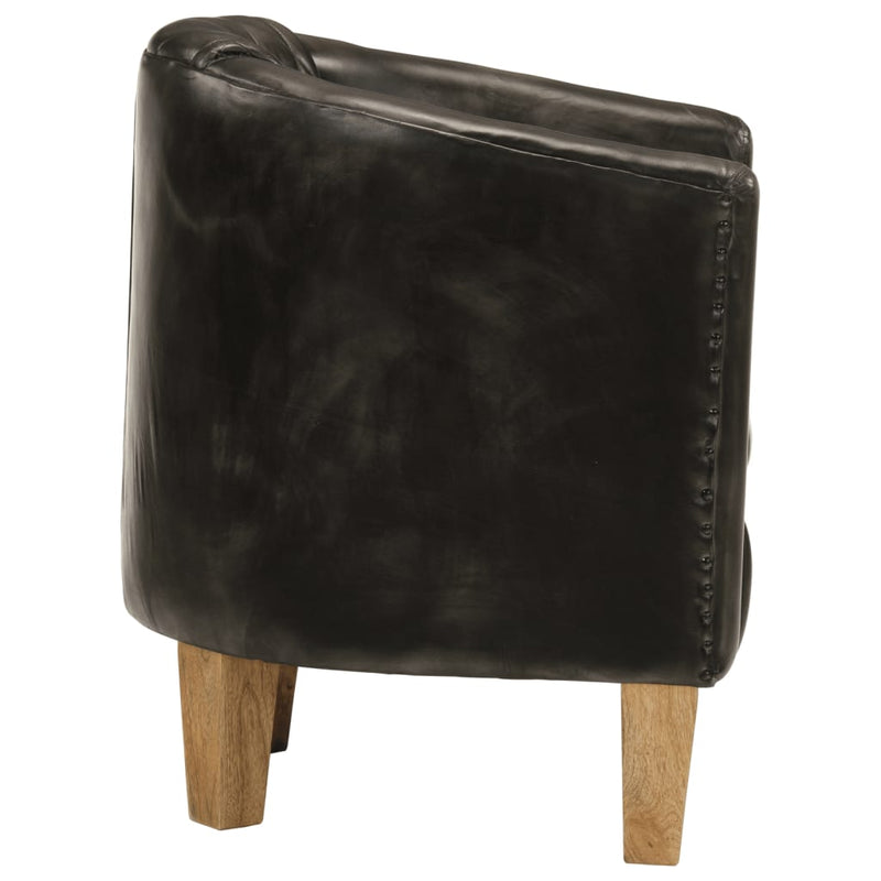 Tub Chair Grey Real Leather