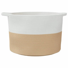 vidaXL Laundry Basket Beige and White Ø55x36 cm Cotton 4