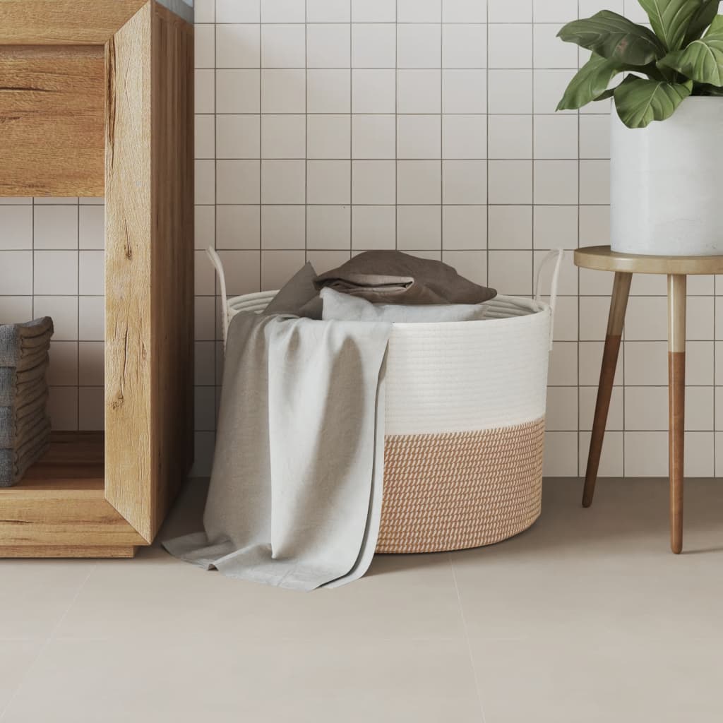 vidaXL Storage Basket Brown and White Ø51x33 cm Cotton 3