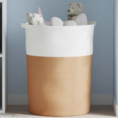 vidaXL Storage Basket Brown and White Ø49x65 cm Cotton 1