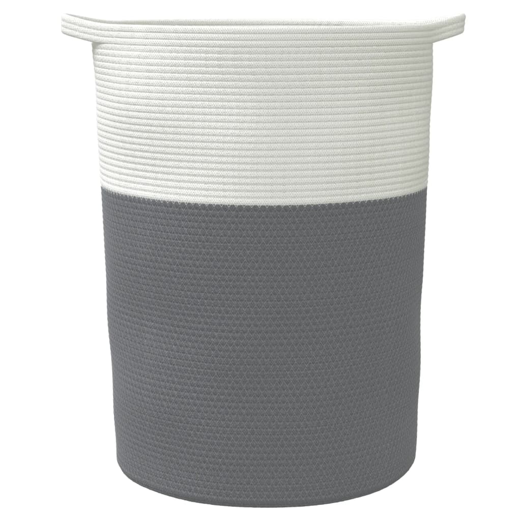 vidaXL Storage Basket Grey and White Ø49x65 cm Cotton 4
