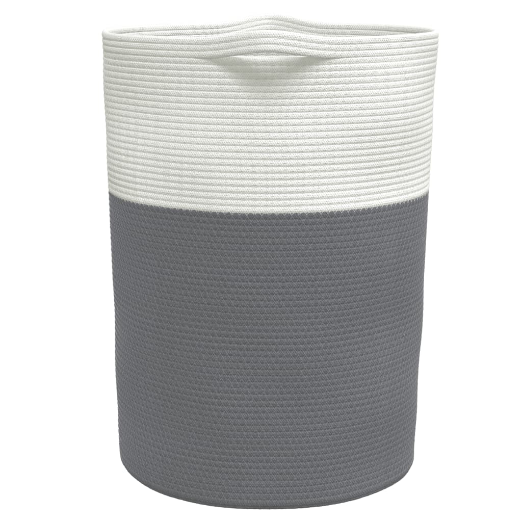 vidaXL Storage Basket Grey and White Ø49x65 cm Cotton 5