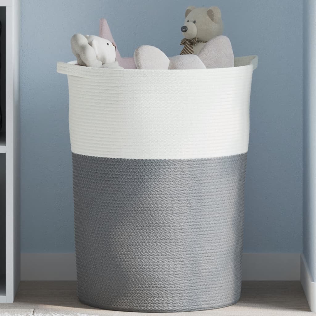 vidaXL Storage Basket Grey and White Ø49x65 cm Cotton 1