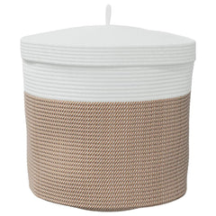 vidaXL Storage Basket with Lid Brown and White Ø40x35 cm Cotton 6