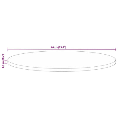 Table Top Ø 60x1.5 cm Round Solid Wood Rough Mango