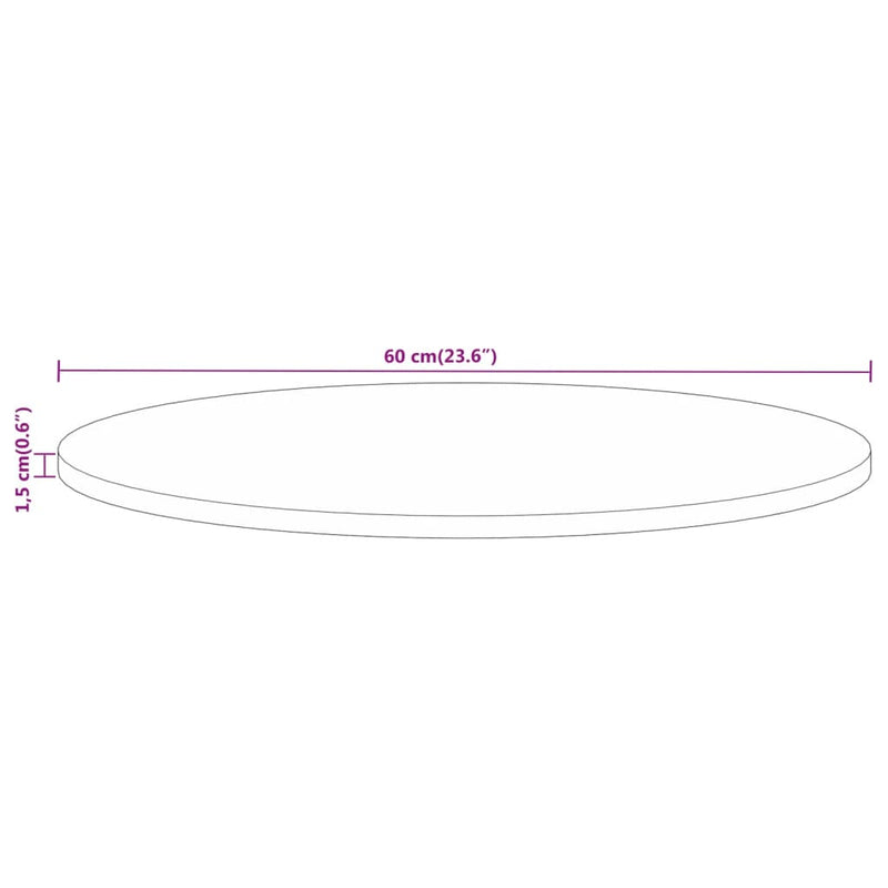 Table Top Ø 60x1.5 cm Round Solid Wood Rough Mango