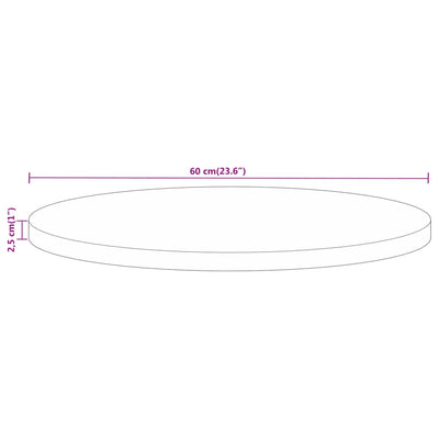 Table Top Ø 60x2.5 cm Round Solid Wood Rough Mango