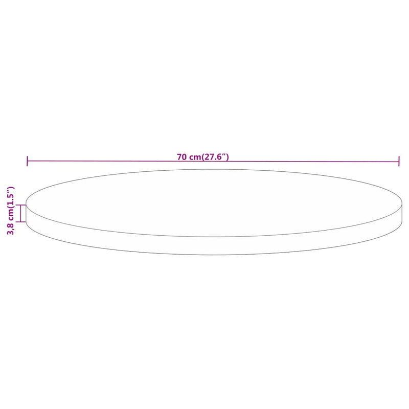 Table Top Ø 70x3.8 cm Round Solid Wood Rough Mango