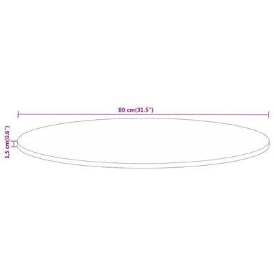 Table Top Ø 80x1.5 cm Round Solid Wood Rough Mango